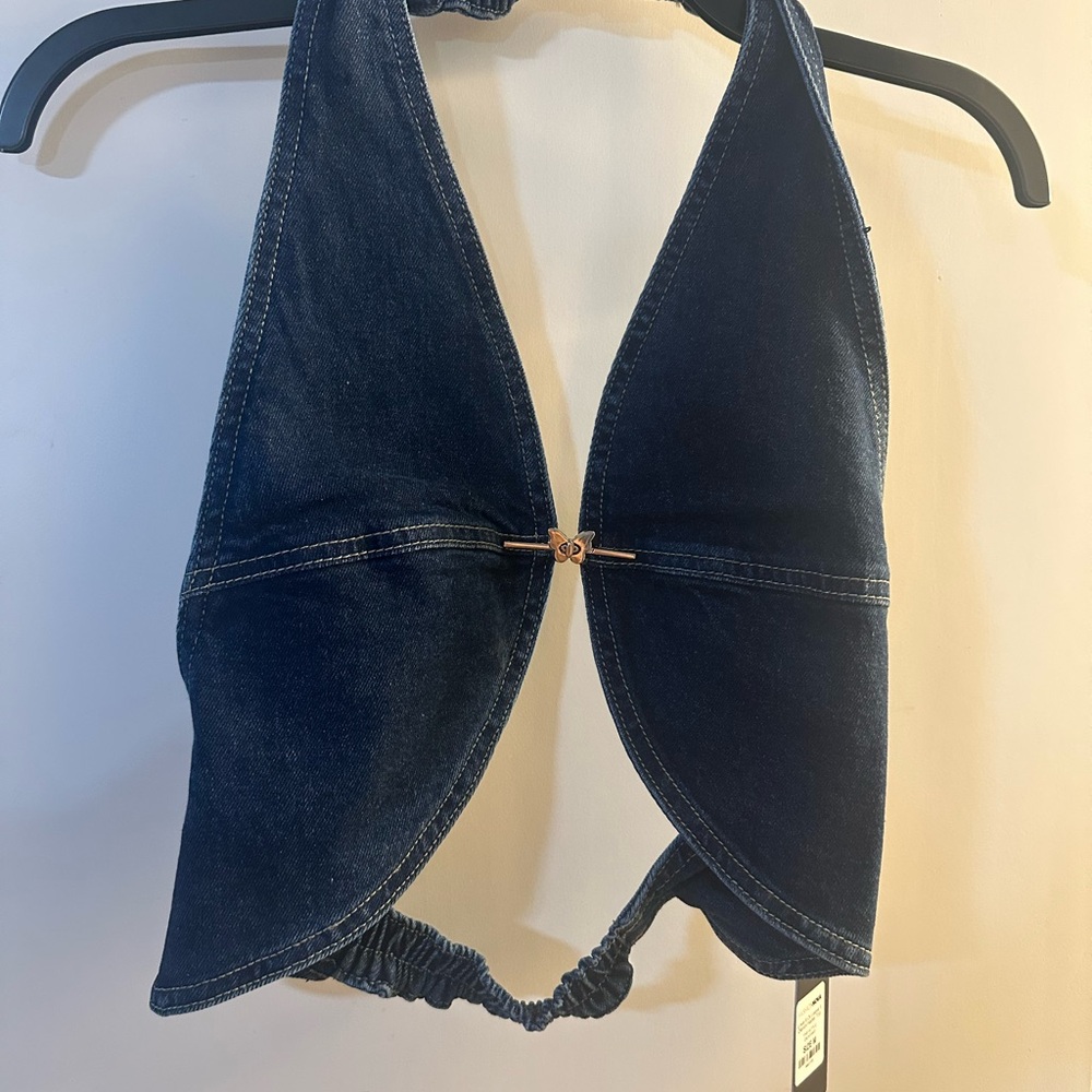 Dark Blue Denim Halter Top